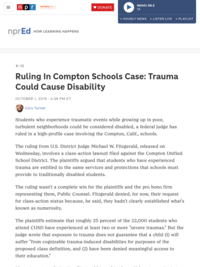 Ruling In Compton Schools Case: Trauma Could Cause Disability : NPR Ed : NPR