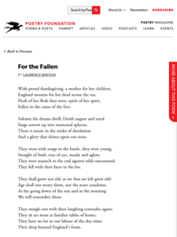 For the Fallen by Laurence Binyon | Poetry Foundation