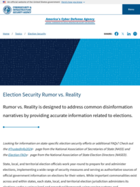 Cybersecurity &amp; Infrastructure Security Agency: Rumor Control