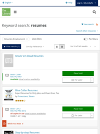 Search the IndyPL Catalog for More Resume Writing Resources