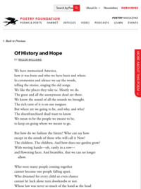Of History and Hope by Miller Williams | Poetry Foundation