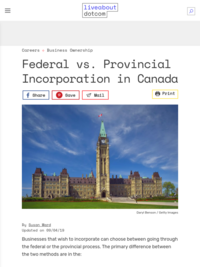 Federal Incorporation vs Provincial in Canada