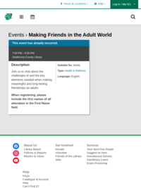 Program: Making Friends in the Adult World (Sept 19)