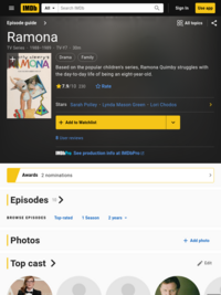 Ramona (TV Series 1988–1989) - IMDb