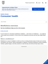 Website: Mayo Clinic Mindfulness Exercises