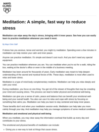 Meditation: A simple, fast way to reduce stress