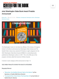 2022 Washington State Book Award Finalists