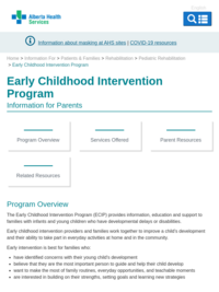 Early Intervention Program - Alberta Health Services