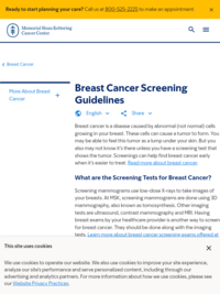 Breast Cancer Screening Guidelines from Memorial Sloan Kettering Cancer Center