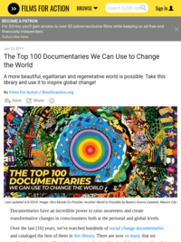 The Top 100 Documentaries We Can Use to Change the World