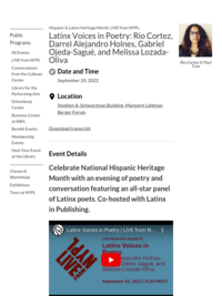 Latinx Voices in Poetry: Rio Cortez, Darrel Alejandro Holnes, Melissa Lozada-Oliva