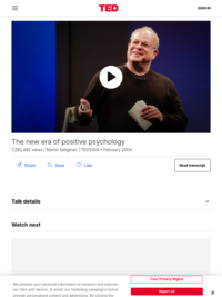 Martin Seligman speaking about Positive Psychology
