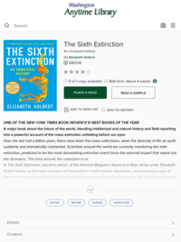 The Sixth Extinction - Washington Anytime Library - ebook