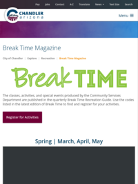 Break Time Magazine from Chandler Parks and Recreation