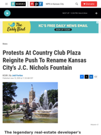 Kansas Citians protest at Country Club Plaza to Rename Landmark Fountain