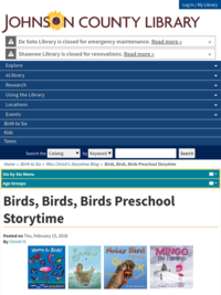 Birds, Birds, Birds Preschool Storytime | Johnson County Library