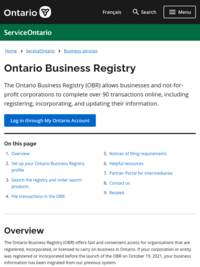 Service Ontario Start, dissolve and change a corporation