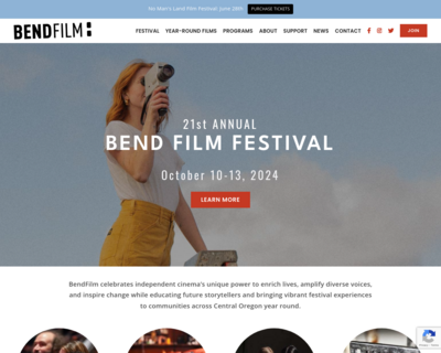 Screenshot of https://www.bendfilm.org/