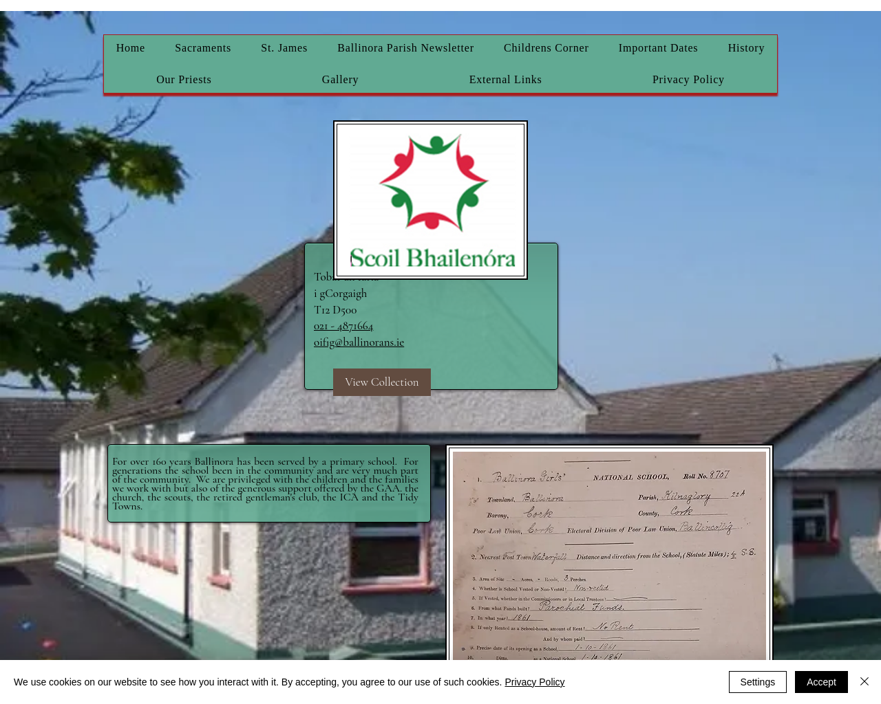 Parish website - school page