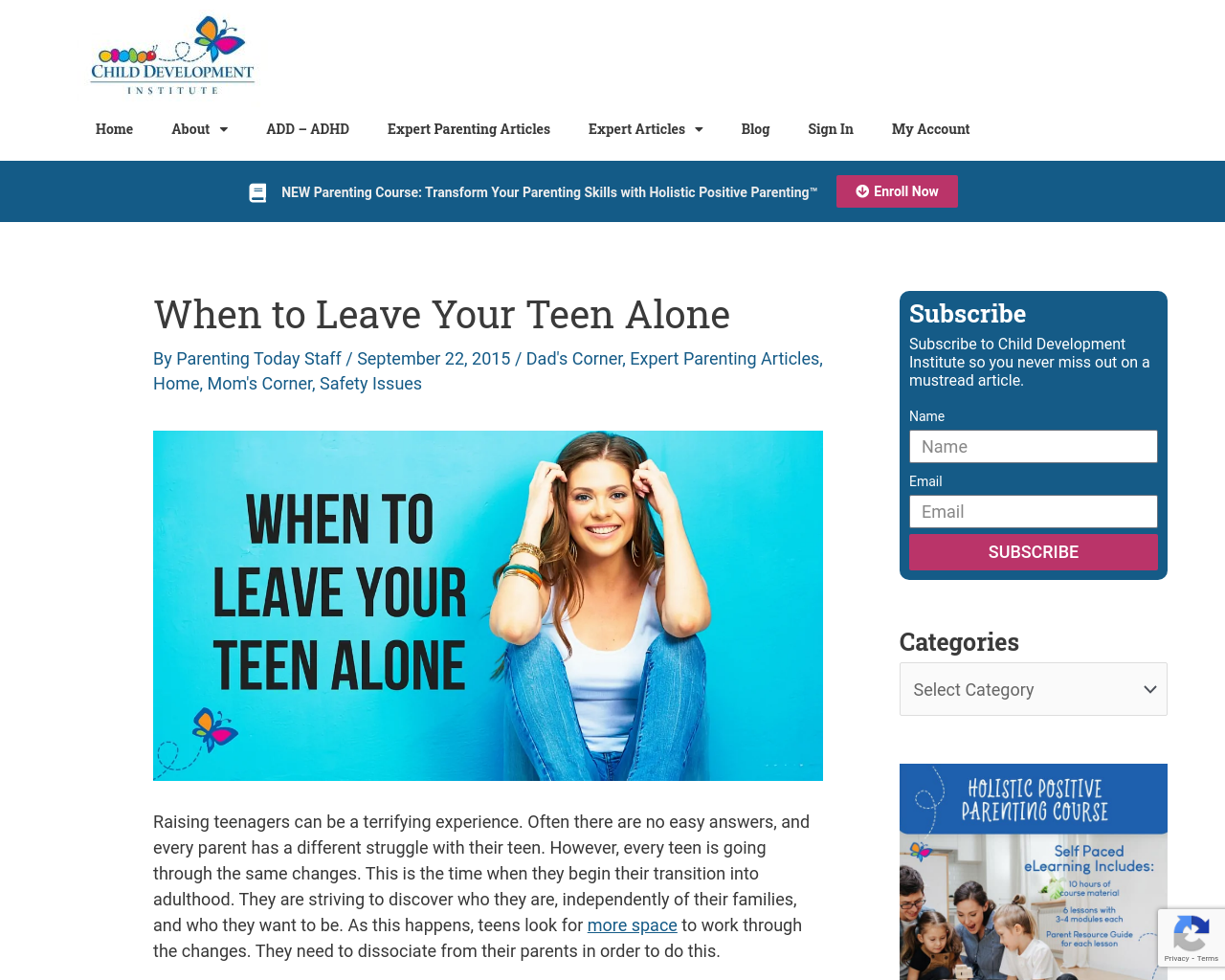 When to Leave Your Teen Alone
