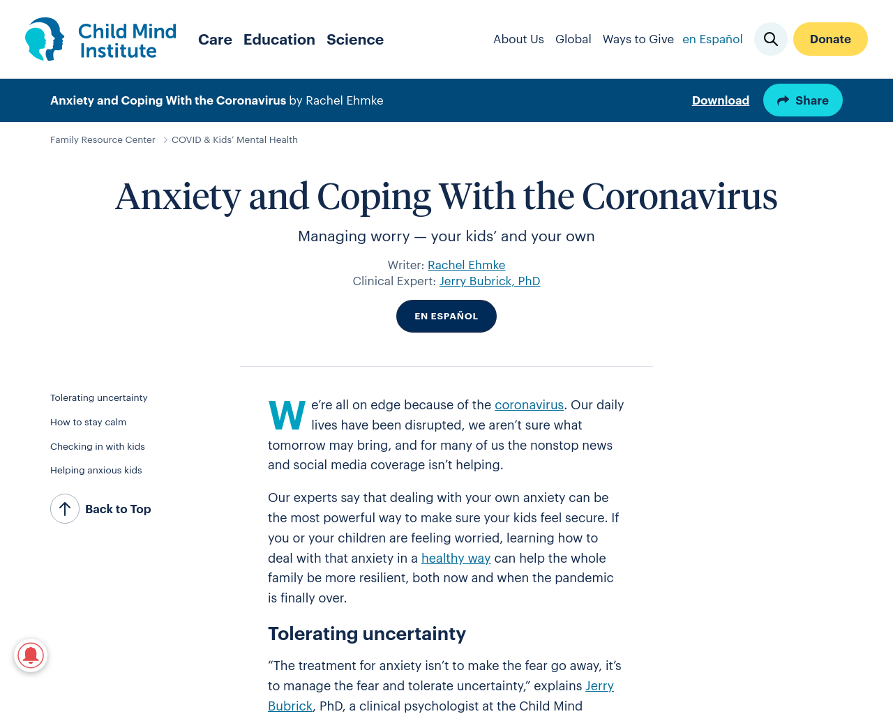 Anxiety and coronavirus