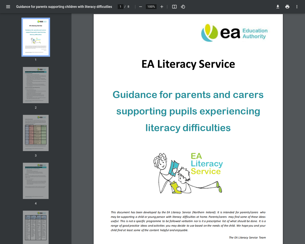 Support with Literacy EA 