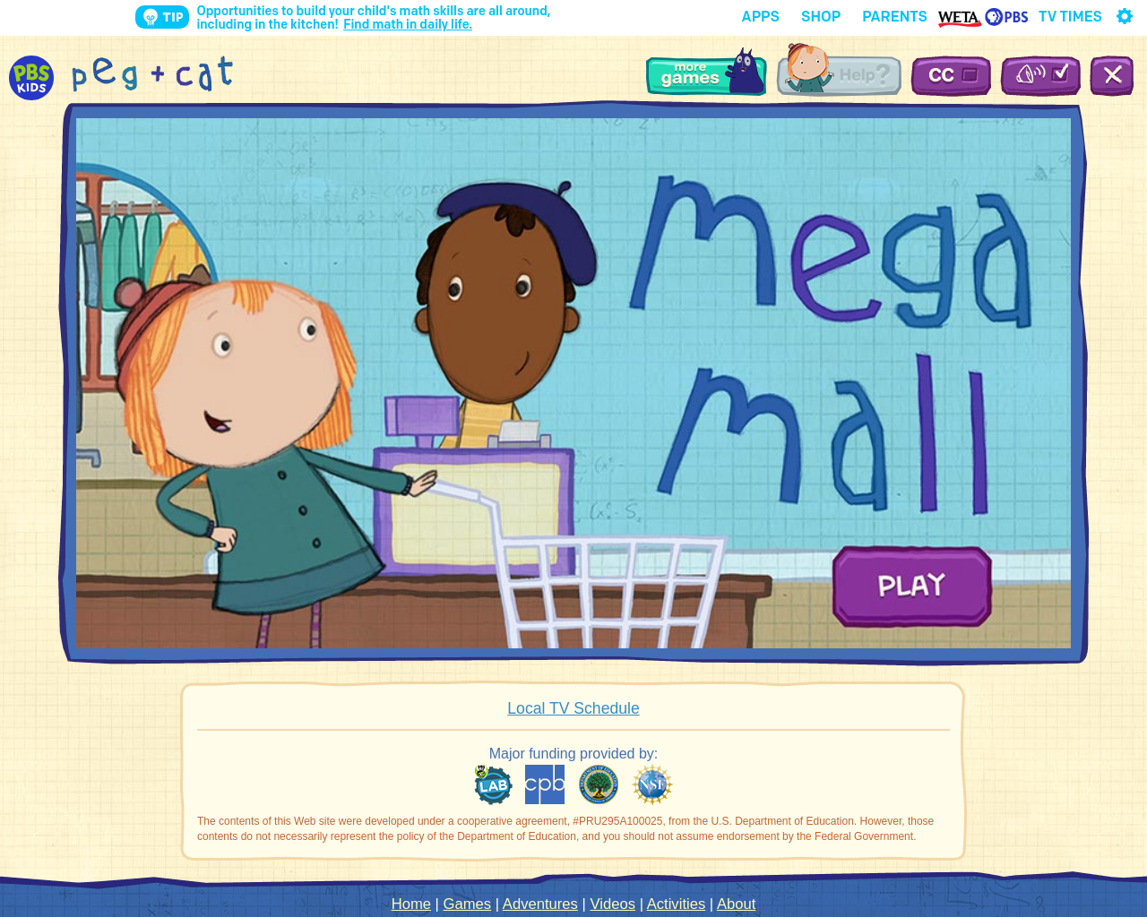 Help Peg and Cat shop at the mall