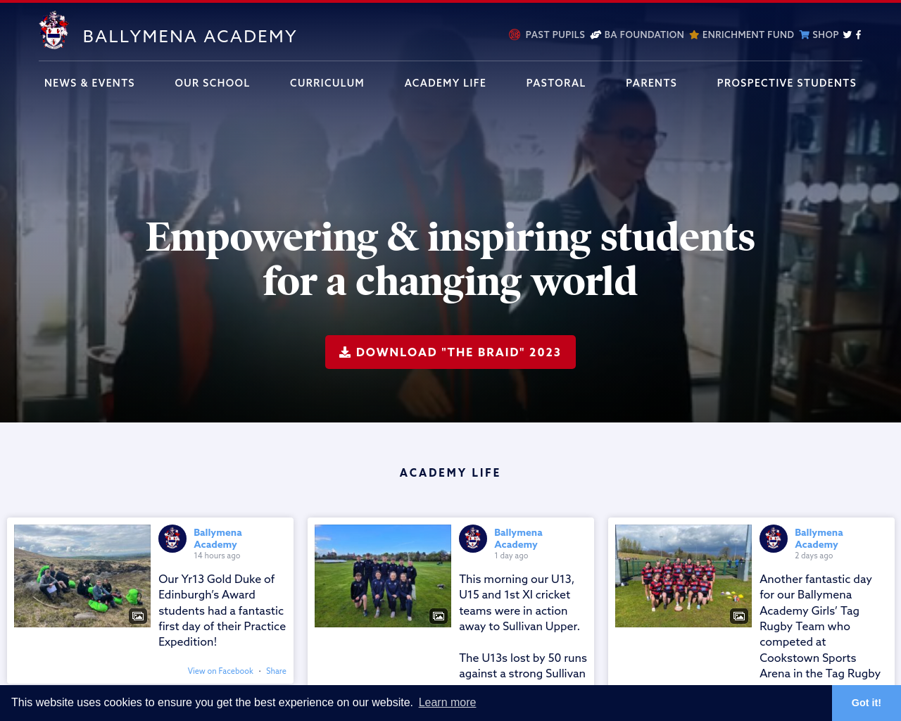 Ballymena Academy Website