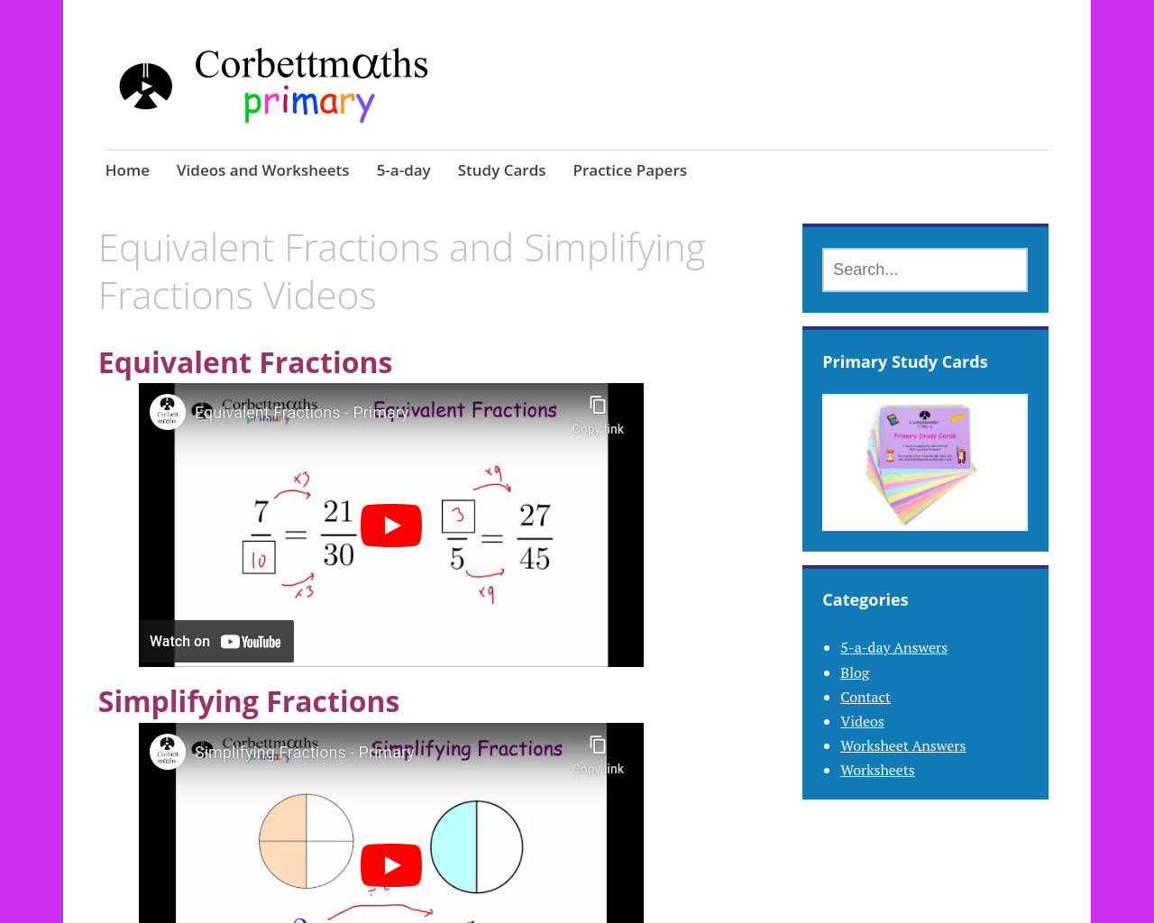 Video 26 Equivalent Fractions