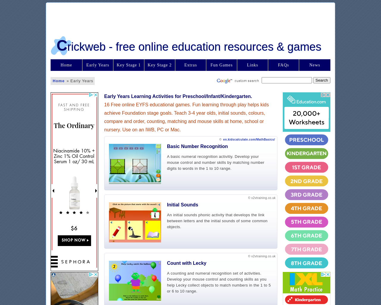 Try these Crickweb Games