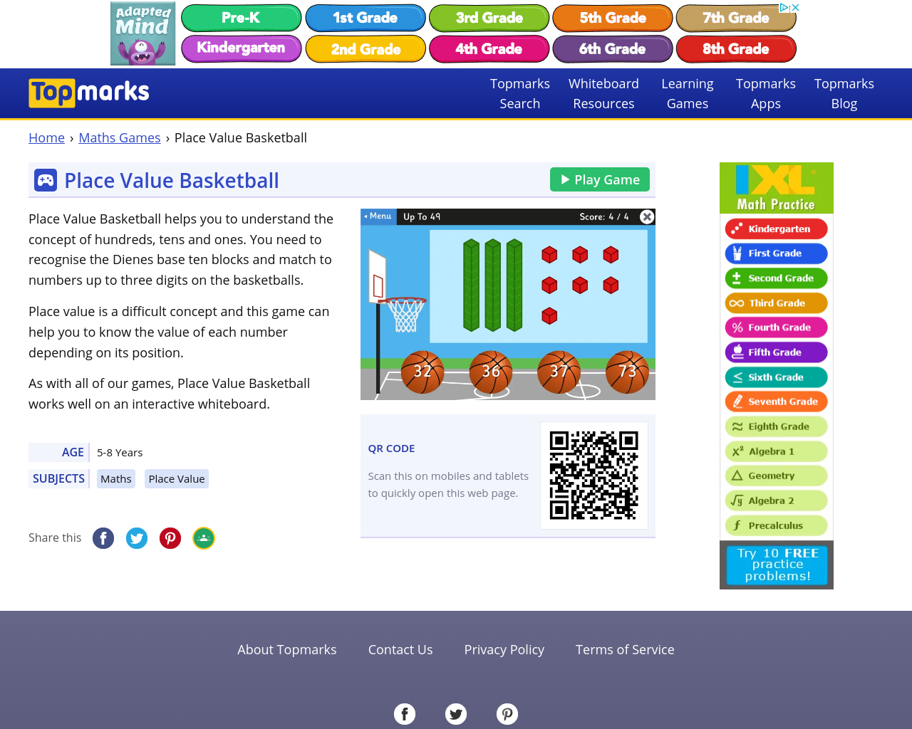 Place value basketball