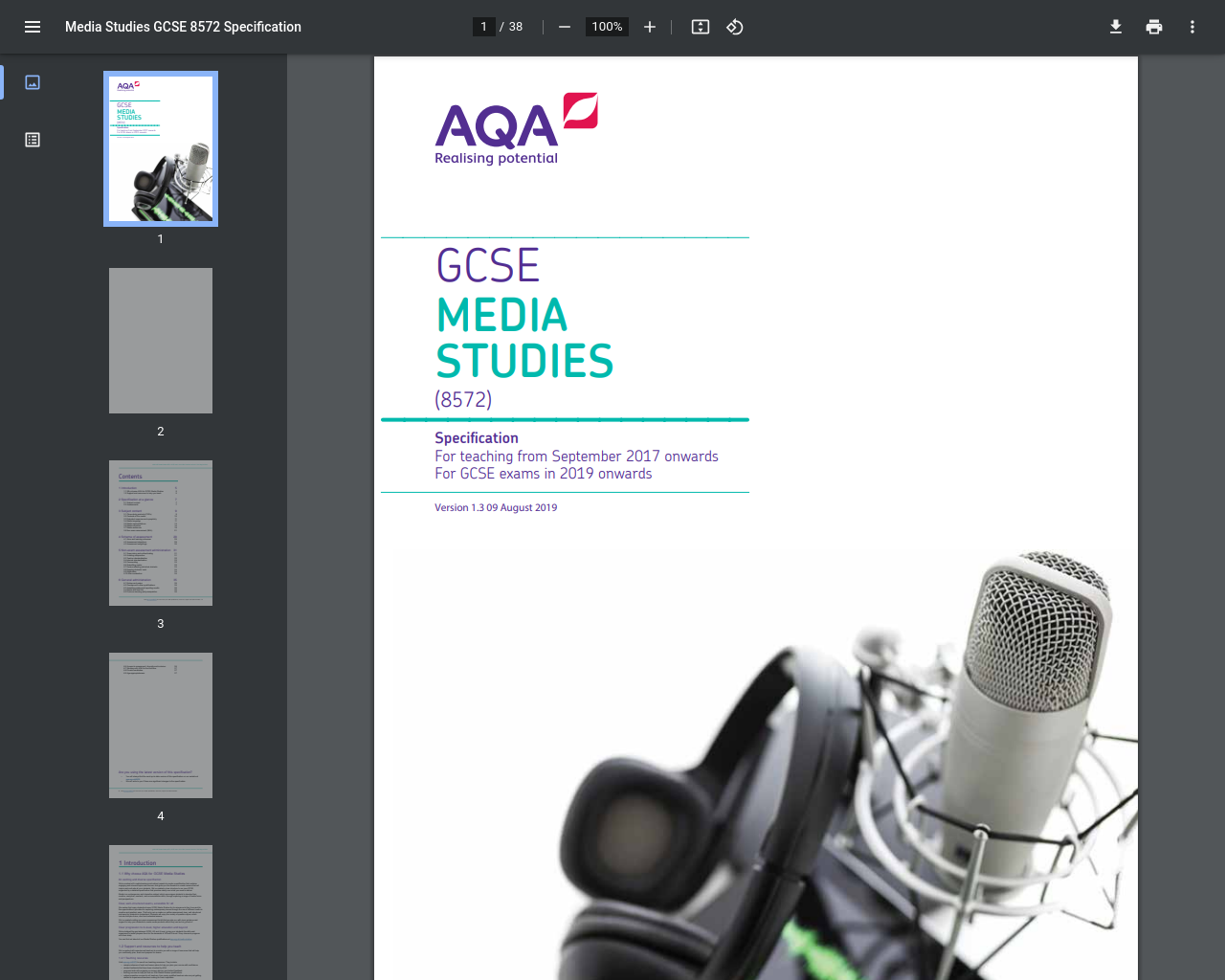 AQA GCSE Media Studies Specification