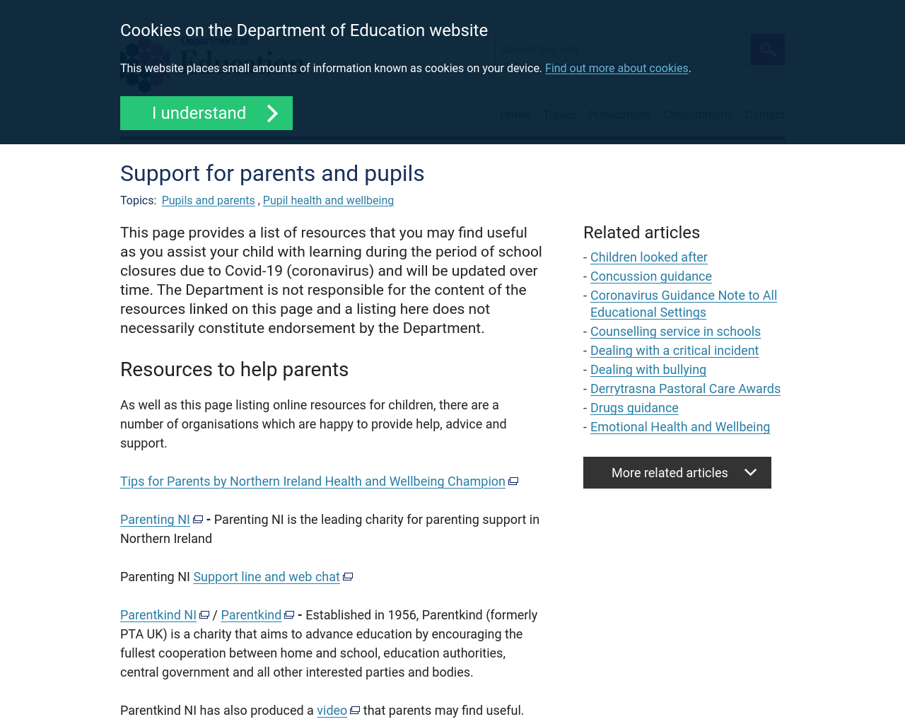Department for Education for Parents