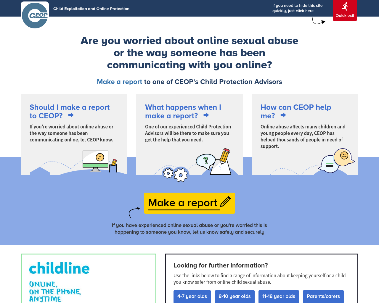 CEOP- Make a report regarding online abuse