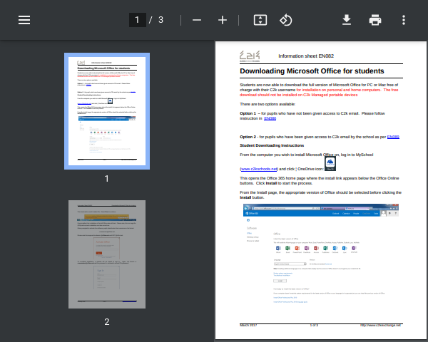 C2k Helpsheet : EN082 : How to Download MS Office for Students