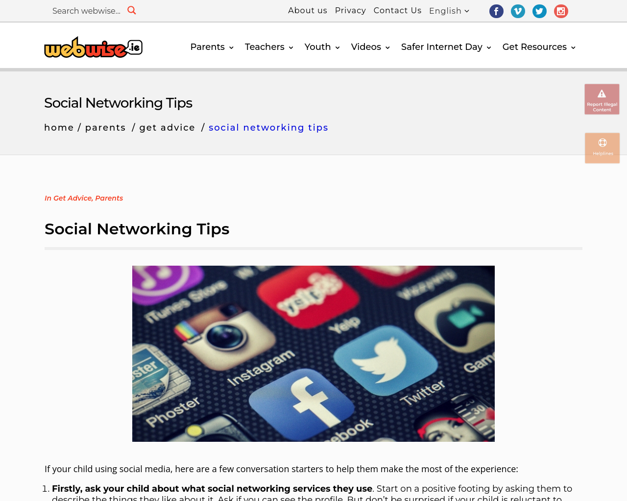 Parents advice social networking tips