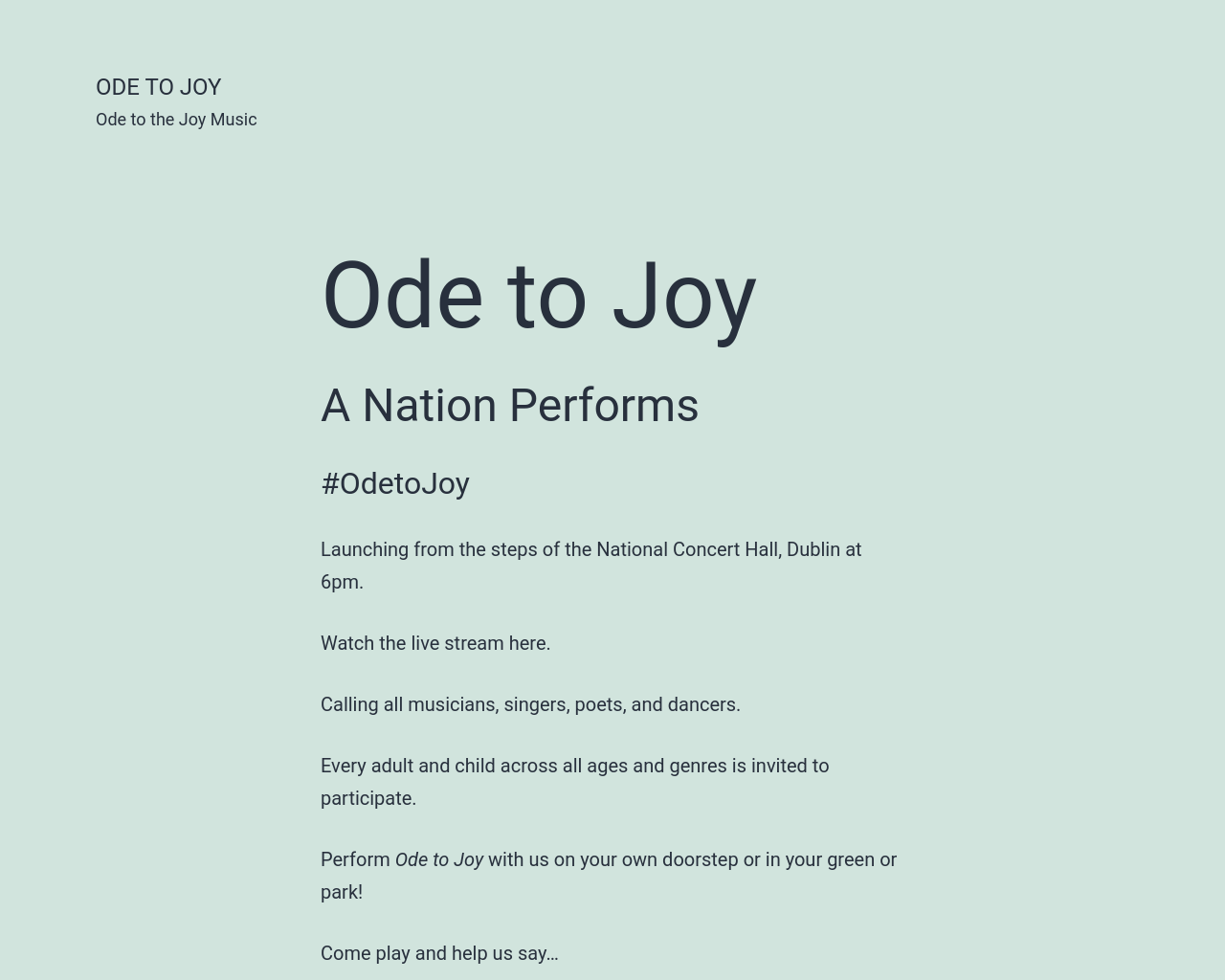 Ode to Joy- celebrating Frontline workers- Sunday, 21st of June from 6-7pm