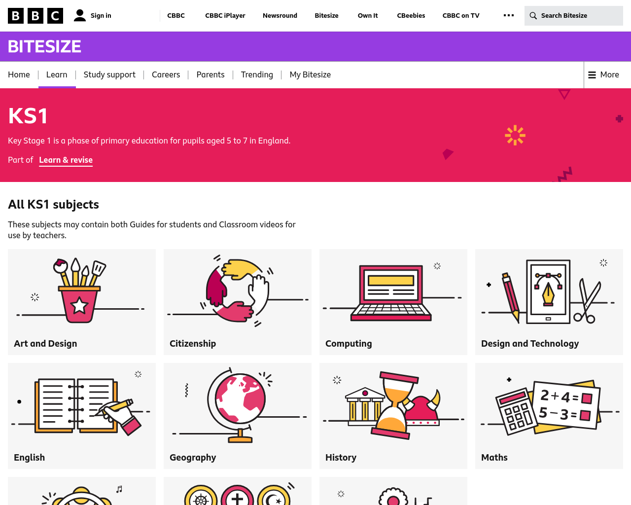 BBC Bitesize resources for Literacy, Numeracy and Science