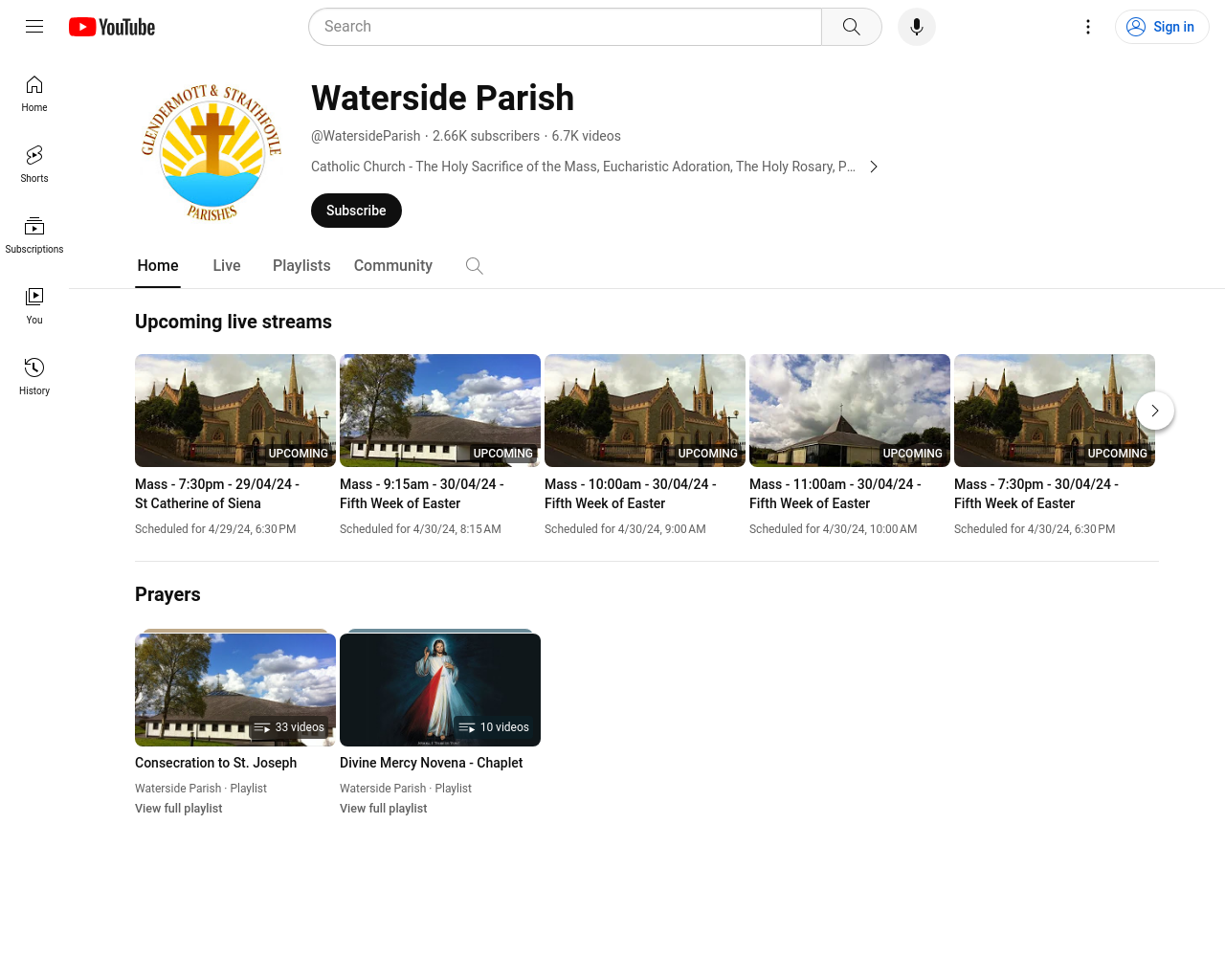 Waterside Parish You Tube Channel