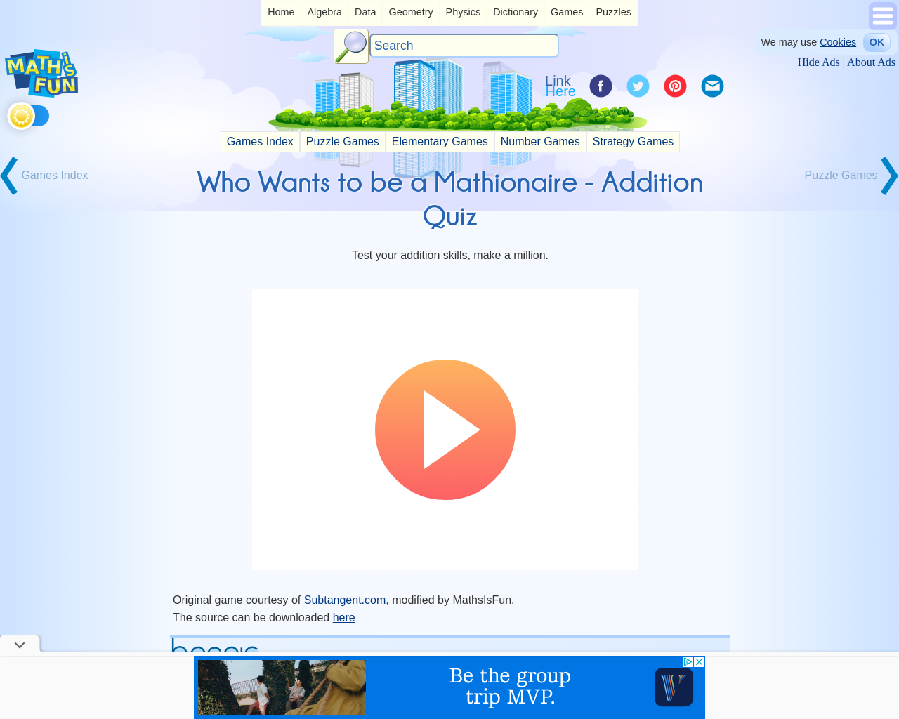 Who Wants to be a Mathionaire - Addition Quiz