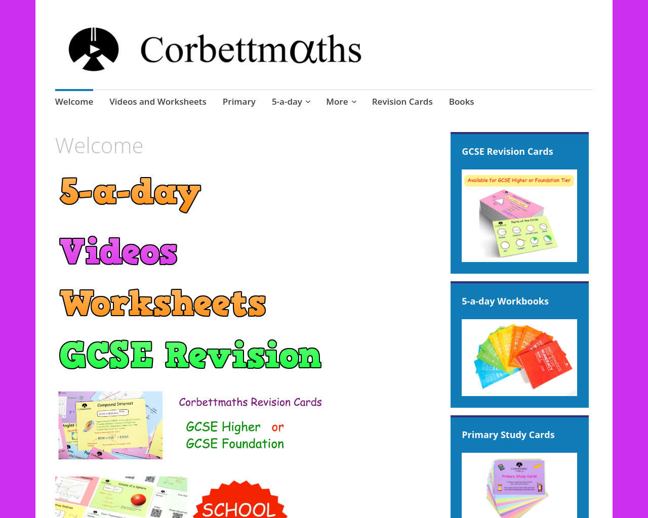 Corbett Maths Revision Site