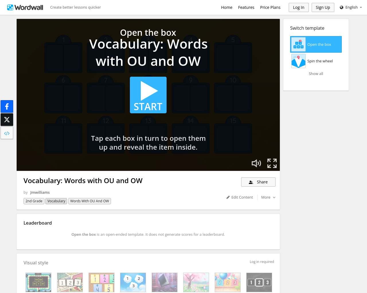 ou and ow vocabulary game