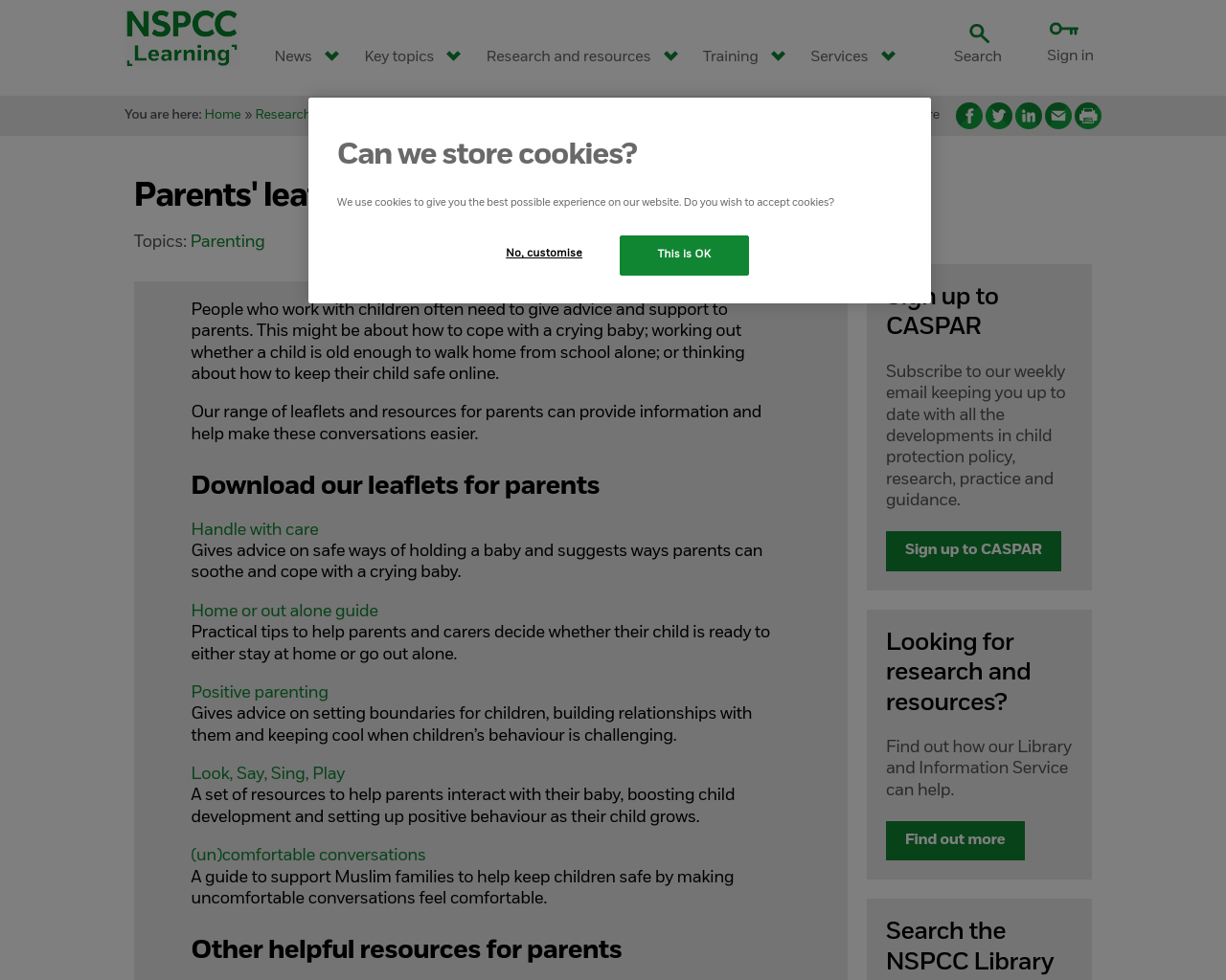 NSPCC Support for parents 