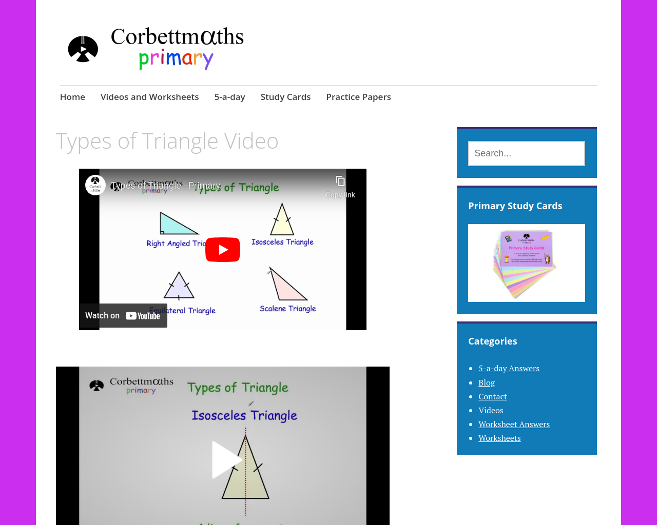 Types of triangles video 70 Corbettmaths