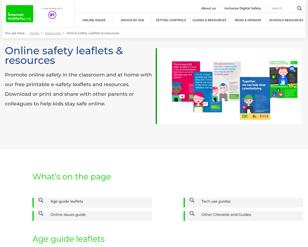Online Safety leaflets and Resources