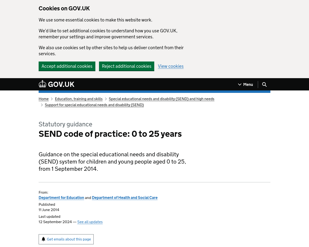 DfE SEND code of Practice 