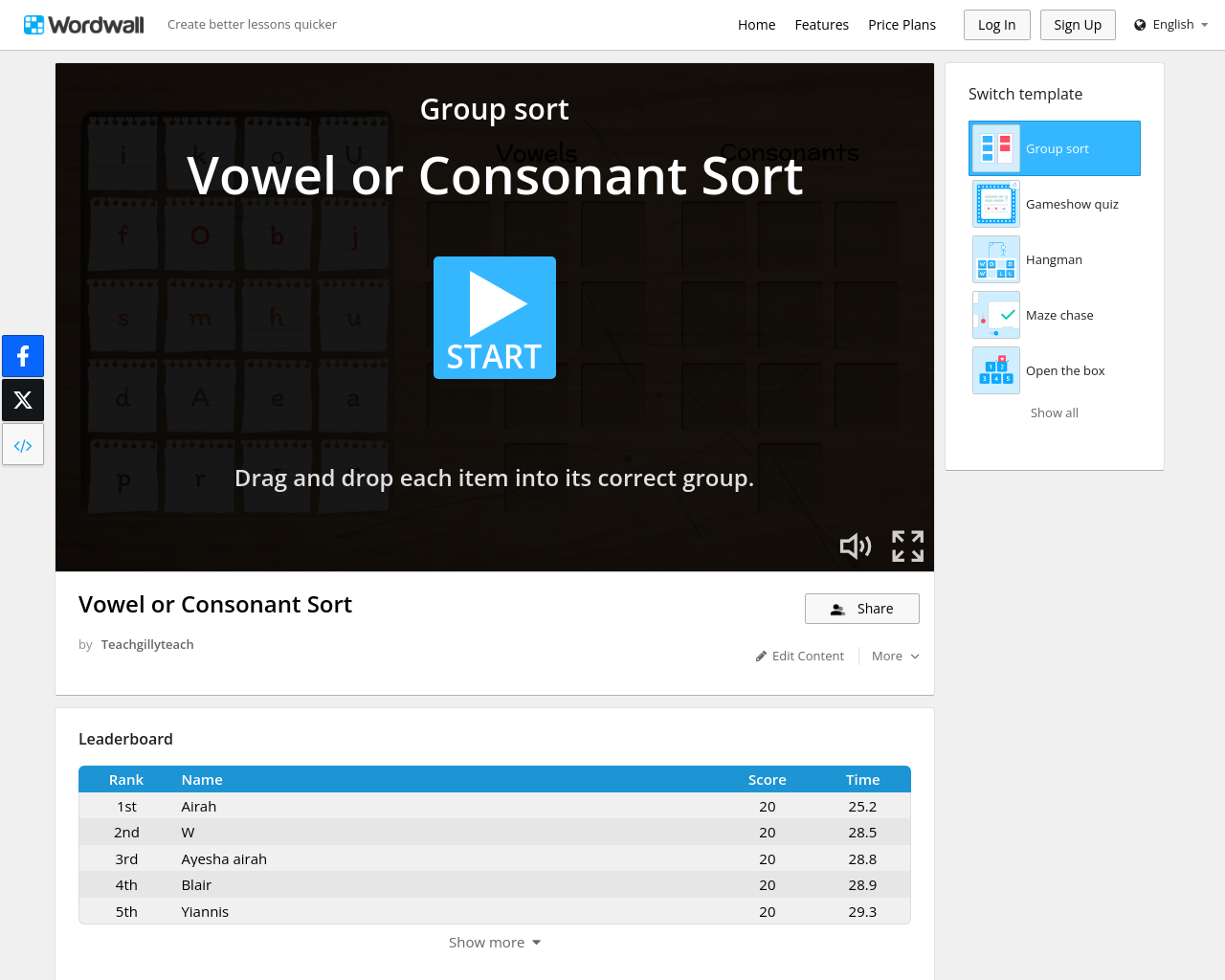 vowel consonant sort