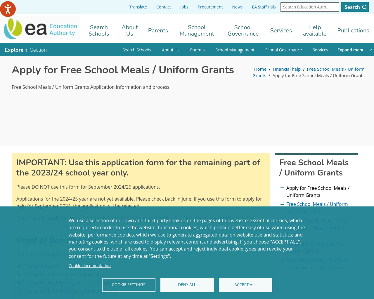 Apply for Free School Meals