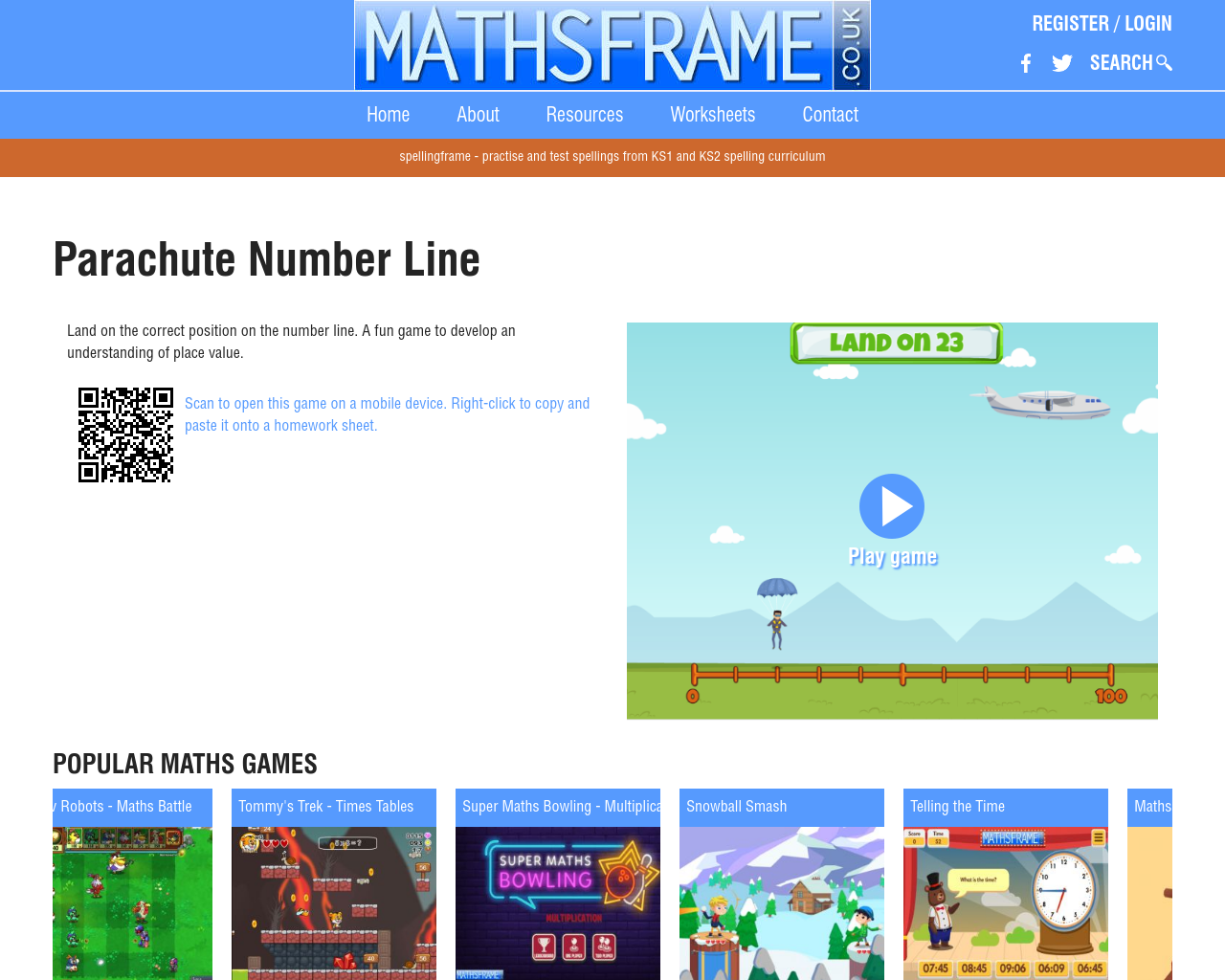 Parachute Number Line Game