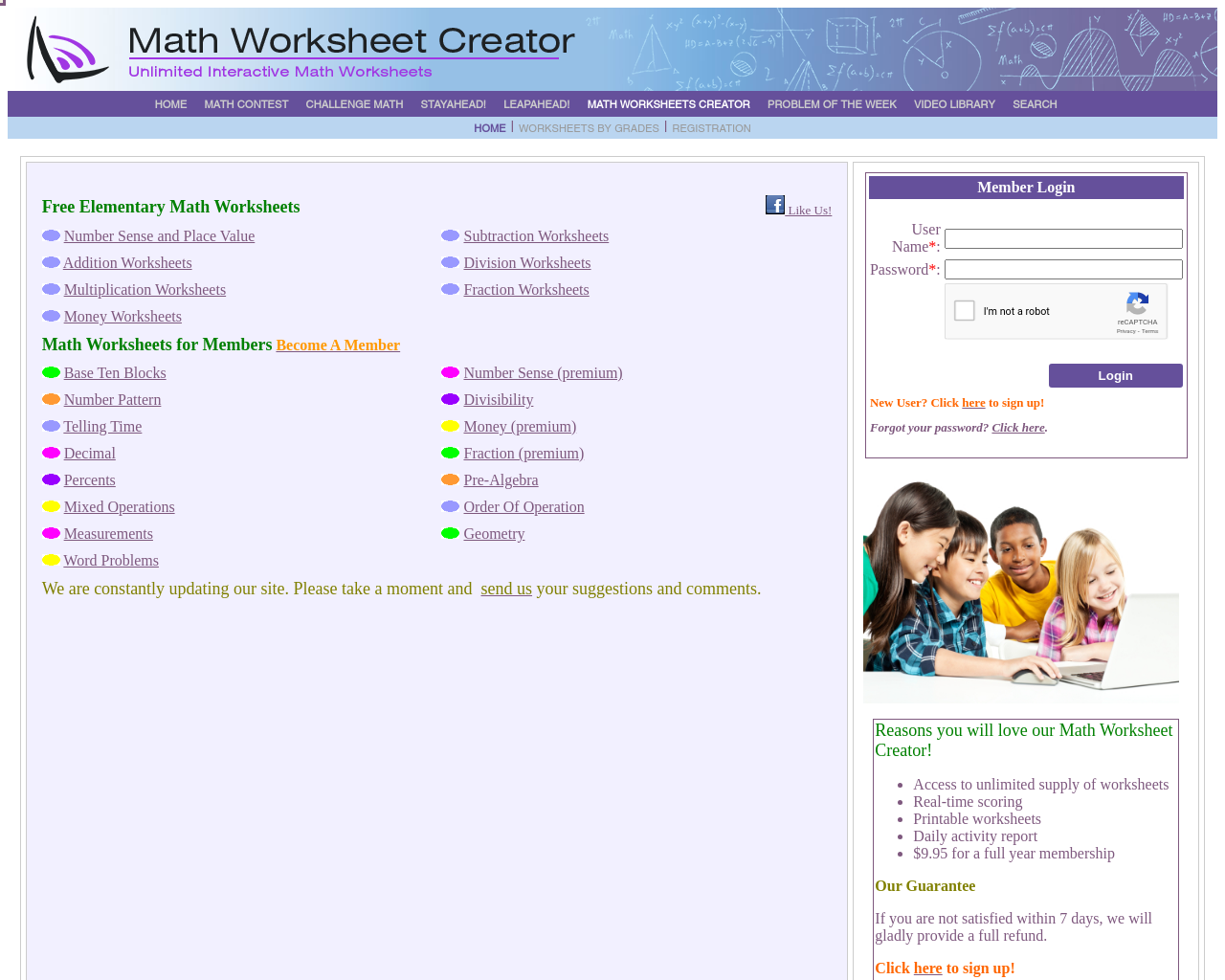 Math Worksheet Creator
